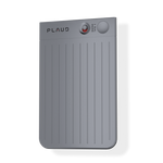Sleek silver Plaud Note AI voice recorder with ribbed design, dual engine technology for transcription and meeting note-taking
